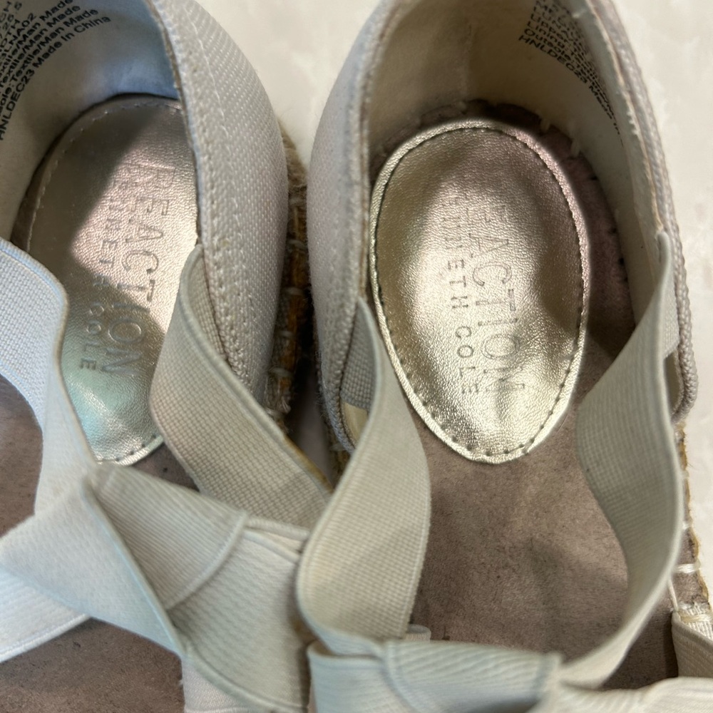 KENNETH COLE Natural Canvas LUNA Crystal Espadrille Elegant Flats Shoes Sz 8.5 - Picture 4 of 14